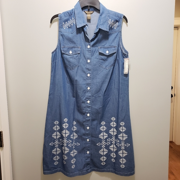 Bit & Bridle Sleevless Denim Jean Shirt Dress Size Small NWT! - Picture 2 of 6